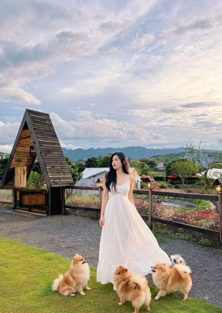 Cổng Lulu Farm giữa vườn hoa